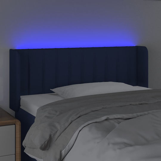 vidaXL LED Bed Headboard Fabric Blue 103x88cm