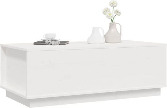 Rectangular Central Coffee Table Made of Solid Wood with Lifting Mechanism White W100xD50xH35cm