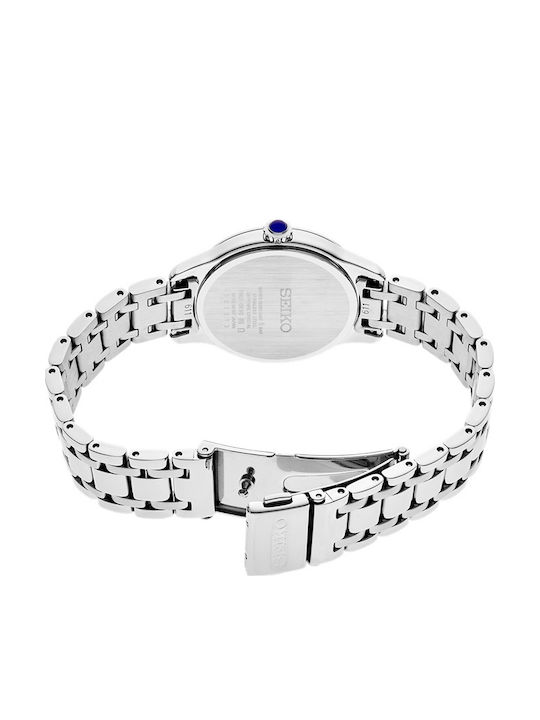 Seiko Γυναικείο Ρολόι 29mm Μπαταρίας με Ασημί Μεταλλικό Μπρασελέ