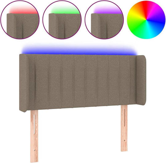 vidaXL Tăblie de Pat cu LED, din Țesătură, Taupe, 103x88 cm