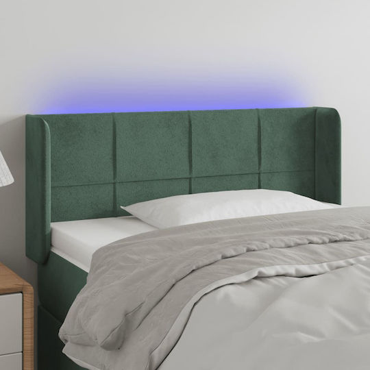 vidaXL LED Bed Headboard Fabric Dark Green 103x88cm