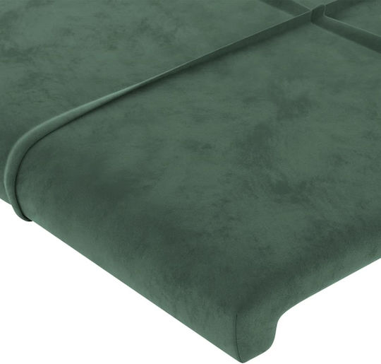 vidaXL LED Bed Headboard Fabric Dark Green 103x88cm