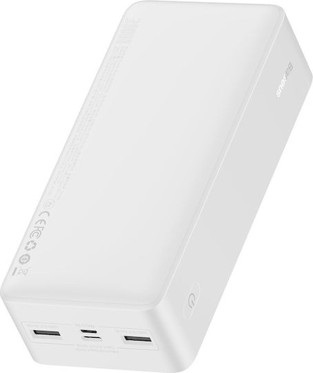 Baseus Bipow Overseas Edition Power Bank 30000mAh 15W cu 2 Porturi USB-A și Port USB-C Alb