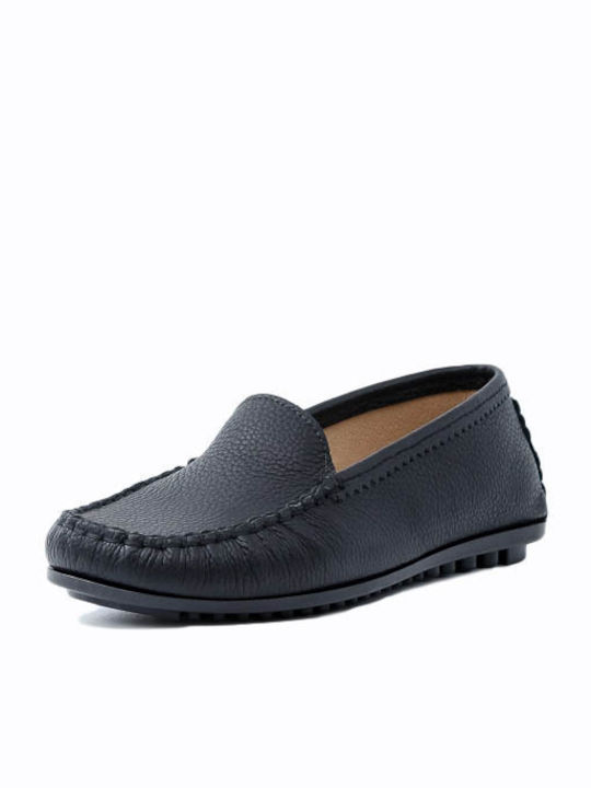 Box Shoes Leather Women's Loafers in Black Color