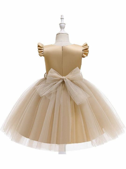 Meng Baby Kids Dress Tulle Sleeveless Beige