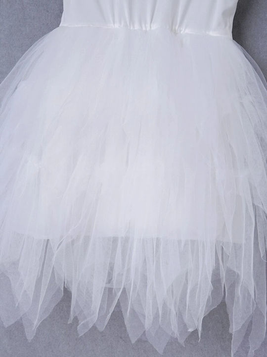 Kinderkleid Ärmellos Tüll Weiß