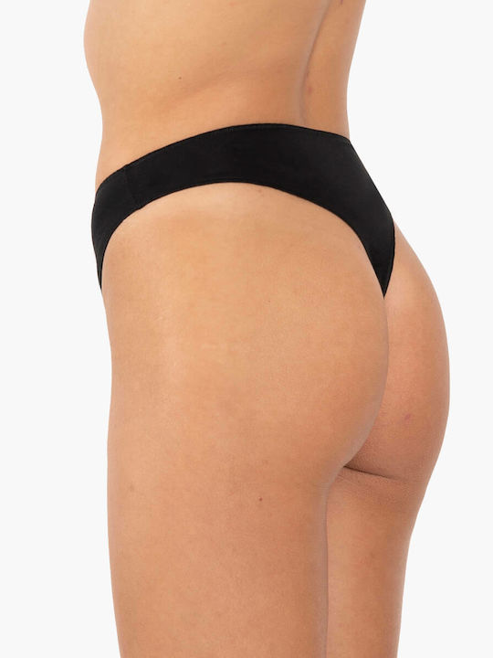 A.A UNDERWEAR Cotton Women's String 3Pack Seamless Black