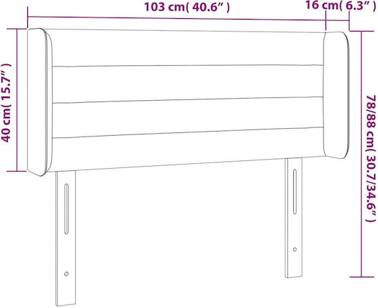 vidaXL LED Bed Headboard Fabric Cream 103x88cm