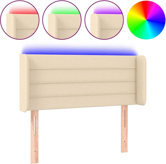 vidaXL LED Bed Headboard Fabric Cream 103x88cm