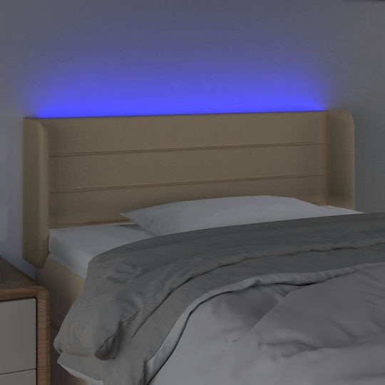 vidaXL LED Bed Headboard Fabric Cream 103x88cm