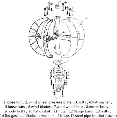 Wind Turbine with 400W Rated Power Κάθετου Άξονα 12V και 24V