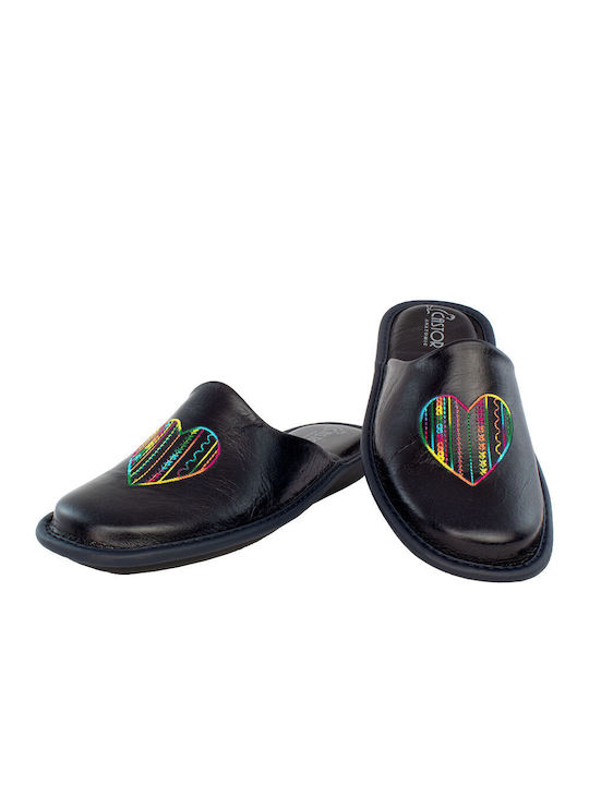 Anatomic Leather Women's Slippers In Navy Blue Colour