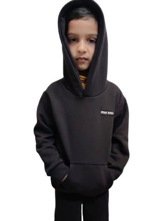 Star Body H Kids Sweatshirt with Hood and Pocket Black