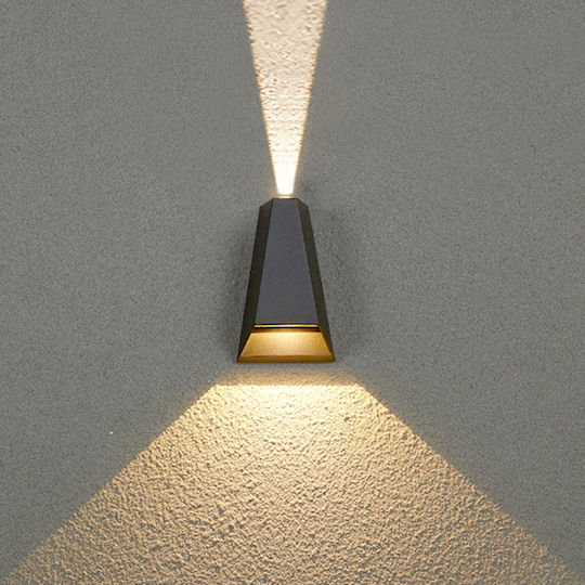 Aca Επιτοίχιο Εξωτερικό Σποτ LED IP54 6W με Θερμό Λευκό Φως Διπλής Δέσμης 17.5x11.1x6.2εκ. Dark Grey