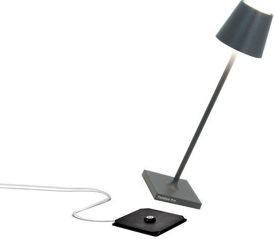 Zafferano Poldina Metal Table Lamp LED with Black Shade and Base