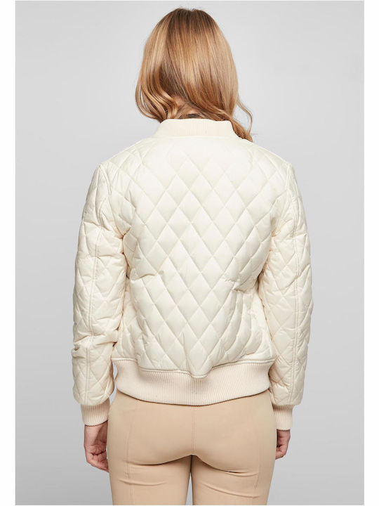 Urban Classics TB806 Women's Short Bomber Jacket for Winter Whitesand