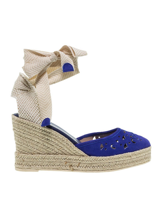 Mourtzi Women's Suede Platform Espadrilles Blue