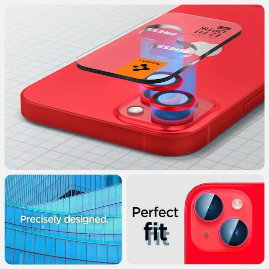 Spigen Optik Pro EZ Fit Camera Protection Tempered Glass Red for the iPhone 14 / 14 Plus