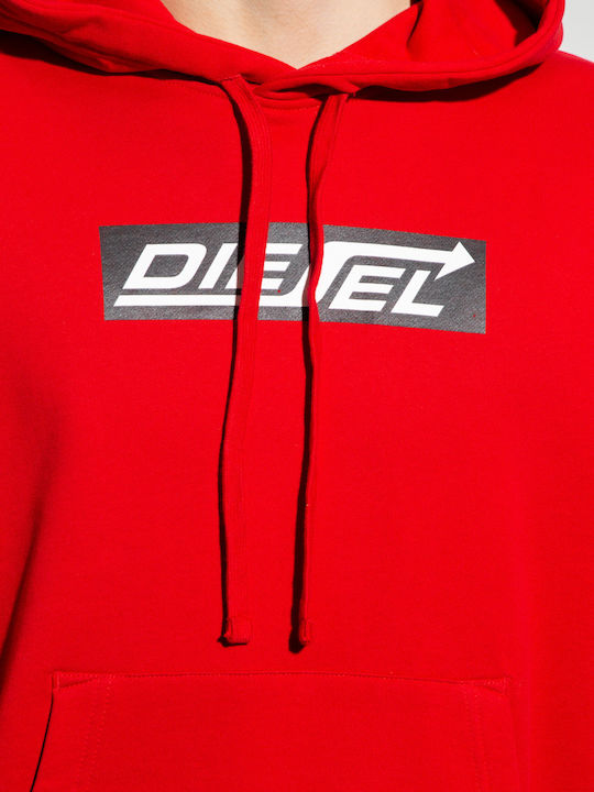 Diesel Men's Sweatshirt with Hood and Pockets Red