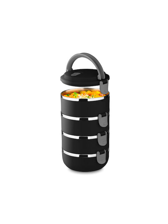 Tadar Lunch Box Plastic Black 1600ml 1pcs