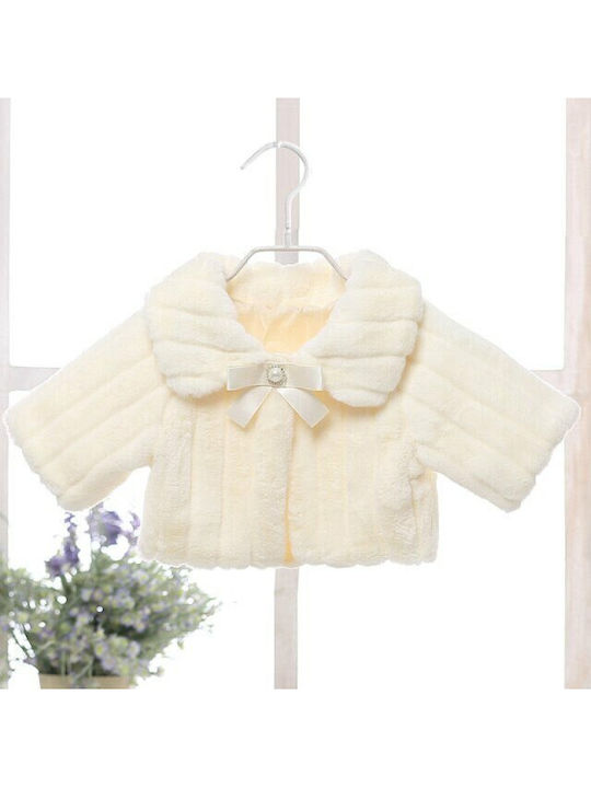 Axel Girls Furry Bolero Jacket with Buttons Beige