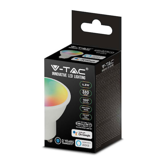 V-TAC Smart Bulb LED 4.8W for Socket GU10 and Shape MR16 RGB 380lm Dimmable
