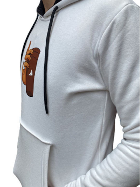 Men's Sweatshirt Three-Strand Cotton White with Coffee Mug Design