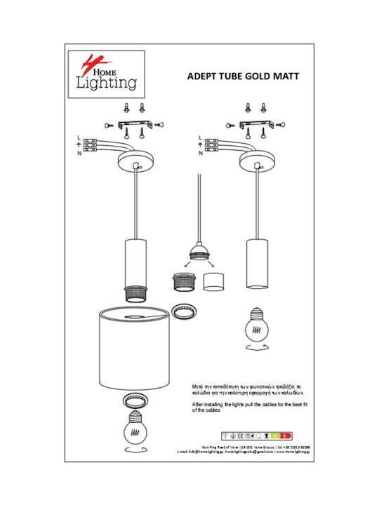 Home Lighting Suspendat Candelabru pentru 6 Becuri E27 Gri