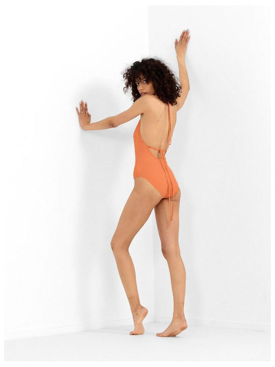 Outhorn Slim Strap Open Back Swimsuit Orange