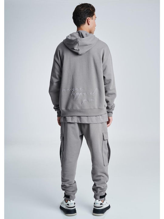 P/Coc P- Herren Sweatshirt Jacke mit Kapuze und Taschen Gray