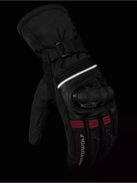 Motowolf MDL0318 Зимни Мъжки Мотоциклетни ръкавици Softshell Водоустойчиви Черен