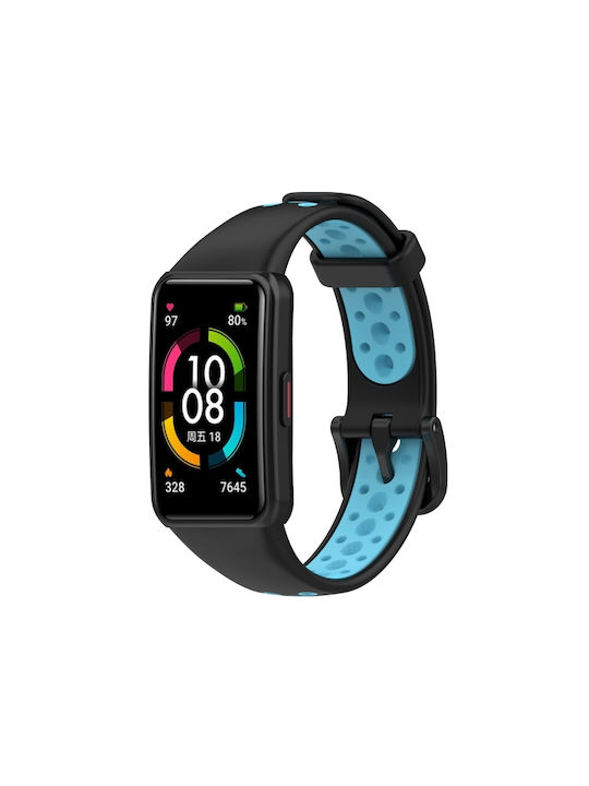 Dual Color Λουράκι Σιλικόνης Black / Blue (Honor Band 6 / Huawei Band 6)