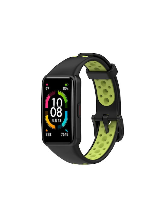 Dual Color Curea Silicon Negru / Verde (Huawei Band 6)