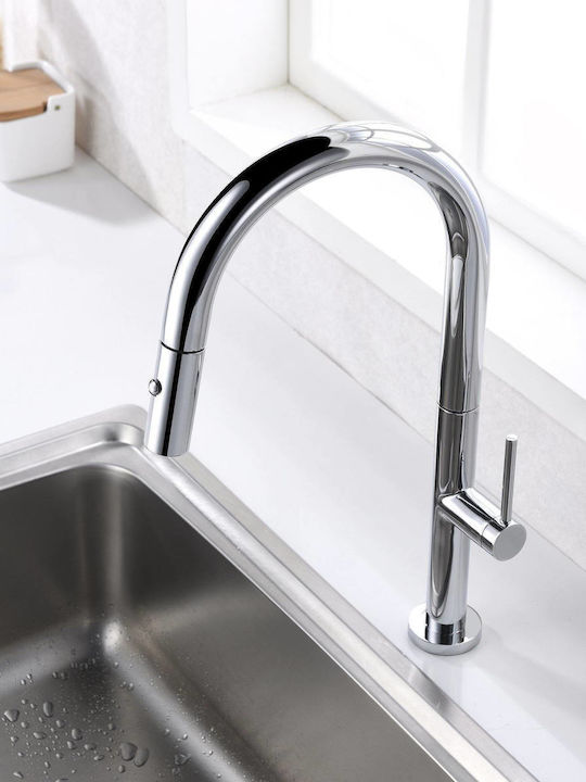 Excel Rozario Tall Kitchen Faucet Counter with Spiral Silver