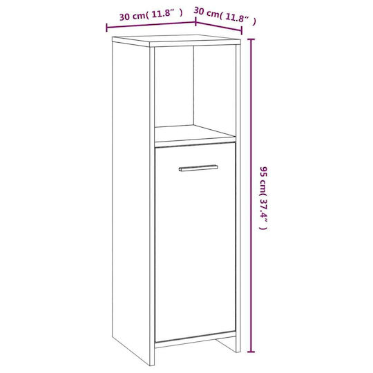 vidaXL Ντουλάπι Μπάνιου 30x30x95cm Δρυς