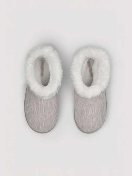 Ysabel Mora Women's Slipper with Fur In Gray Colour