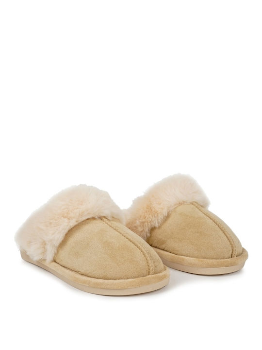 Piazza Shoes 18101012 Women's Slipper with Fur In Beige Colour