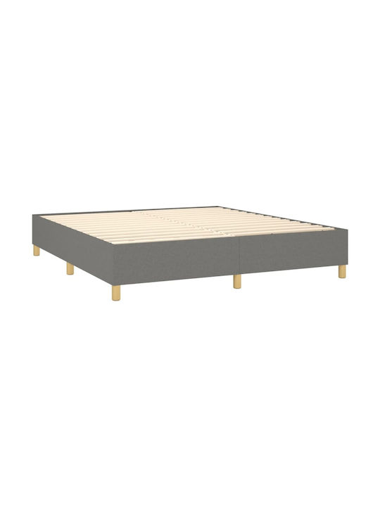 Bed Queen Upholstered with Fabric Dark Gray with Slats & Mattress 160x200cm