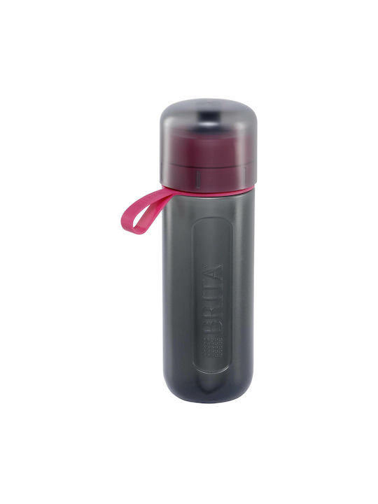 Brita Fill & Go Active Plastic Water Bottle with Mouthpiece and Filter 600ml Black Pink