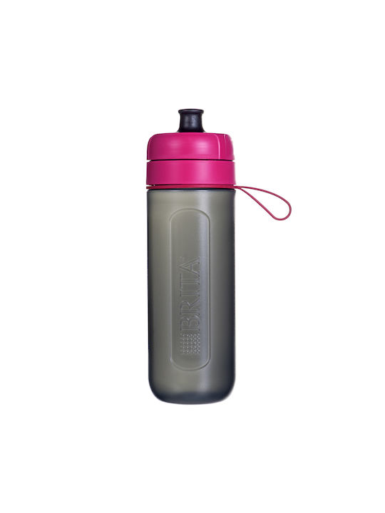 Brita Fill & Go Active Plastic Water Bottle with Mouthpiece and Filter 600ml Black Pink