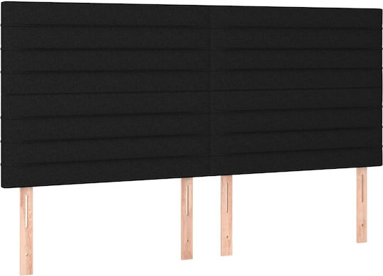Bed Queen Upholstered with Fabric Black with Slats & Mattress 160x200cm