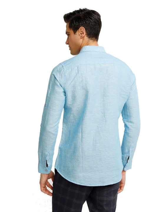 Brooks Brothers Men's Shirt Long Sleeve Linen Light Blue