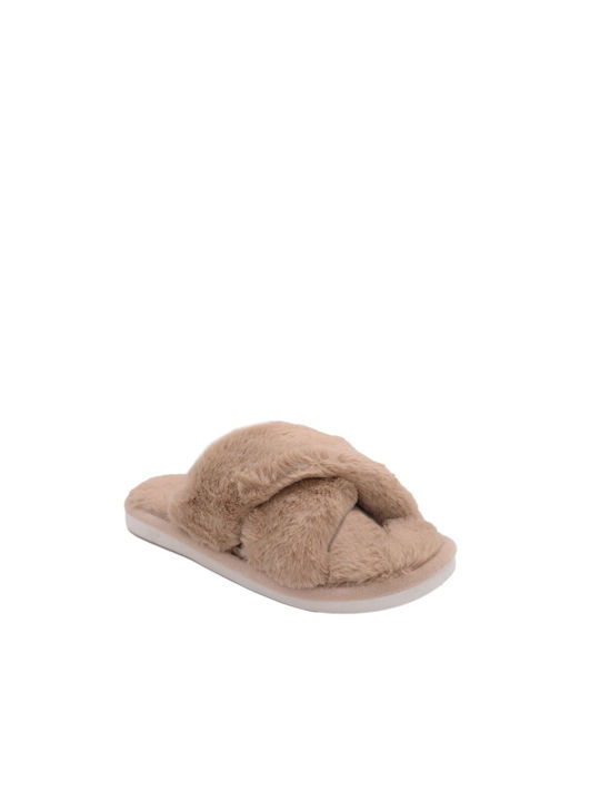 Jomix XL-2150B Women's Slipper with Fur In Beige Colour