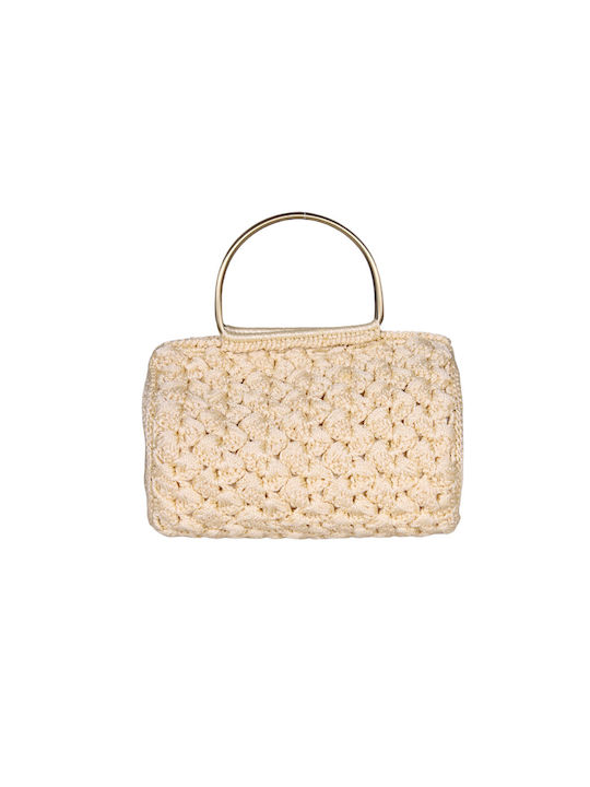 Women's handmade knitted bag with polypropylene yarn barrel yellow soft