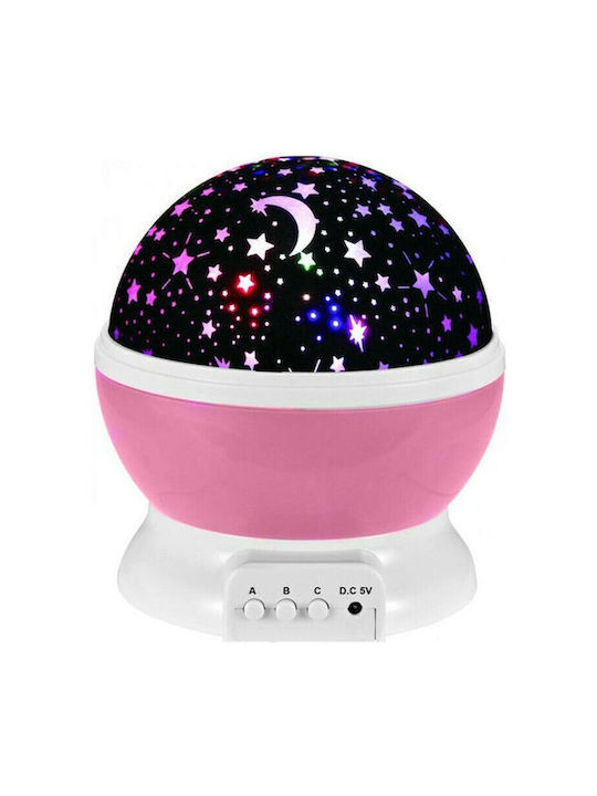 Led Rotating Kids Projector Lamp with Stars Projection Pink