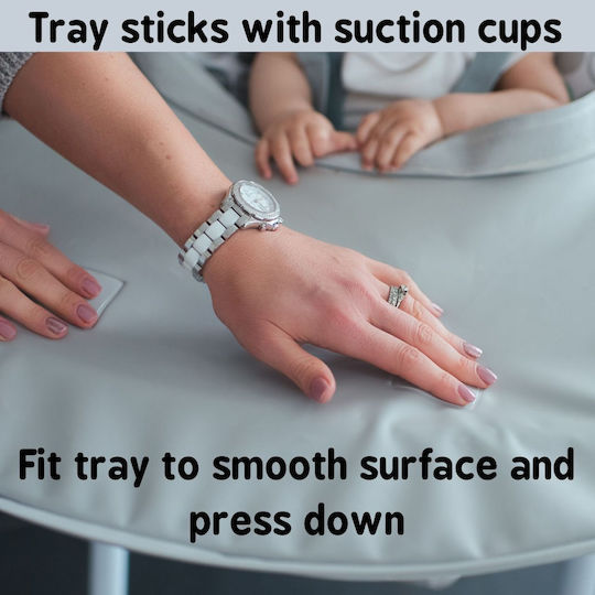 Tidy Tot Αδιάβροχη Ποδιά Σιλικόνης με Αυτοκόλλητο Bib & Tray Kit με Μανίκια Dove Grey