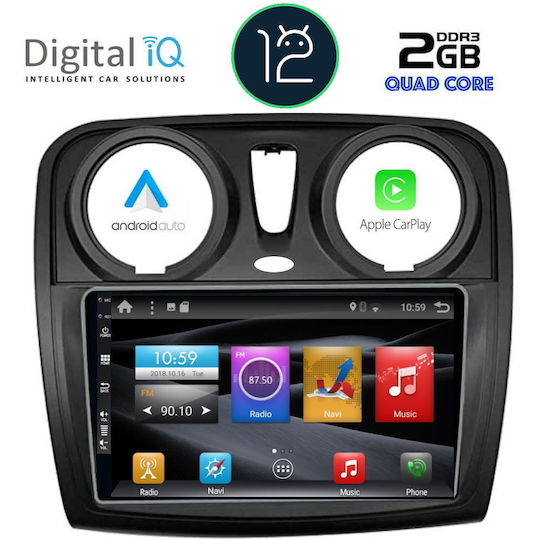 Digital IQ Car Audio System for Renault Dokker Dacia Dokker Dokker 2012+ (Bluetooth/USB/AUX/WiFi/GPS/Apple-Carplay/Android-Auto/CD) with Touch Screen 9"