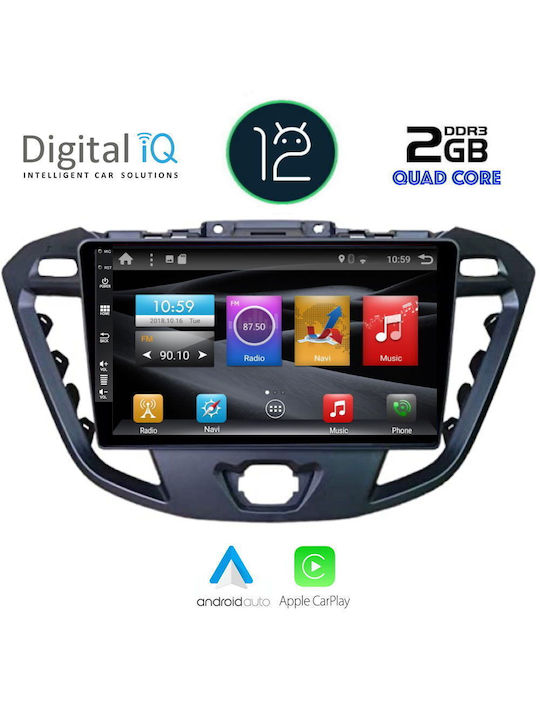 Digital IQ Car Audio System for Ford Transit Custom / Tourneo Custom / Tourneo Courier / Tourneo / Courier / Transit Courier / Transit 2013+ (Bluetooth/USB/AUX/WiFi/GPS/Apple-Carplay/Android-Auto/CD) with Touch Screen 9"