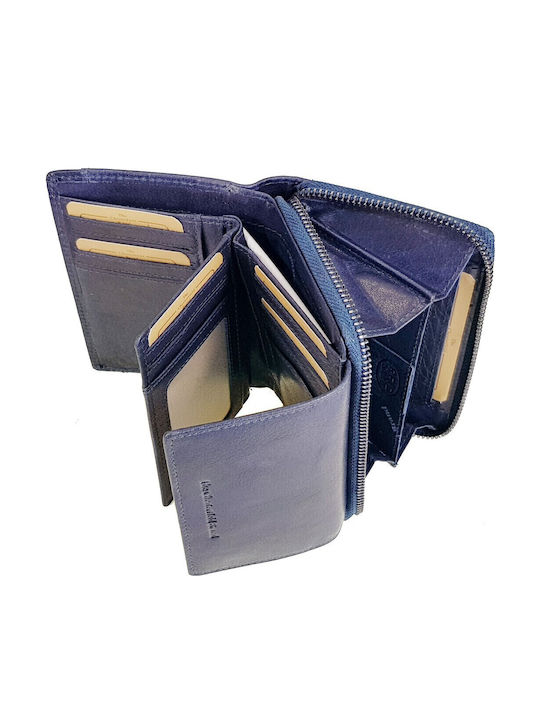 Klein Leder Damen Geldbörse Klassisch mit RFID Blau