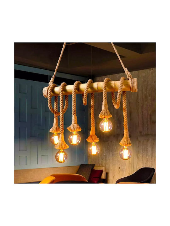 Led7 Lado Pendant Chandelier with Rope for 6 Bulbs E27 Brown